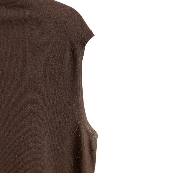 Vintage Chanel Pure Cashmere Dark Brown Rhinestone Logo Tank 48 / US 16 AS IS - Picture 11 of 13